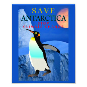 Stop Climate Change Global Warming Emperor Penguin Photo Print