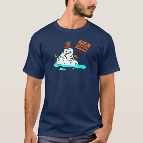 Stop Climate Change Melting Snowman T_Shirt