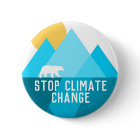 Stop Climate Change Polar Bear Glacier Button
