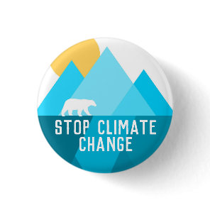 Stop Climate Change Polar Bear Glacier Button