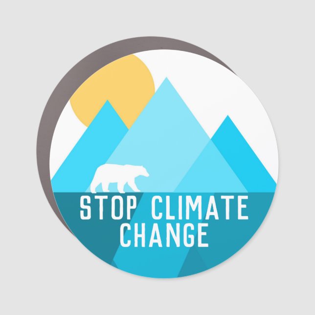 Stop Climate Change Polar Bear Glacier  Car Magnet (Front)