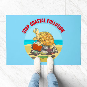 Stop Coastal Pollution Sea Turtle Environmental Doormat