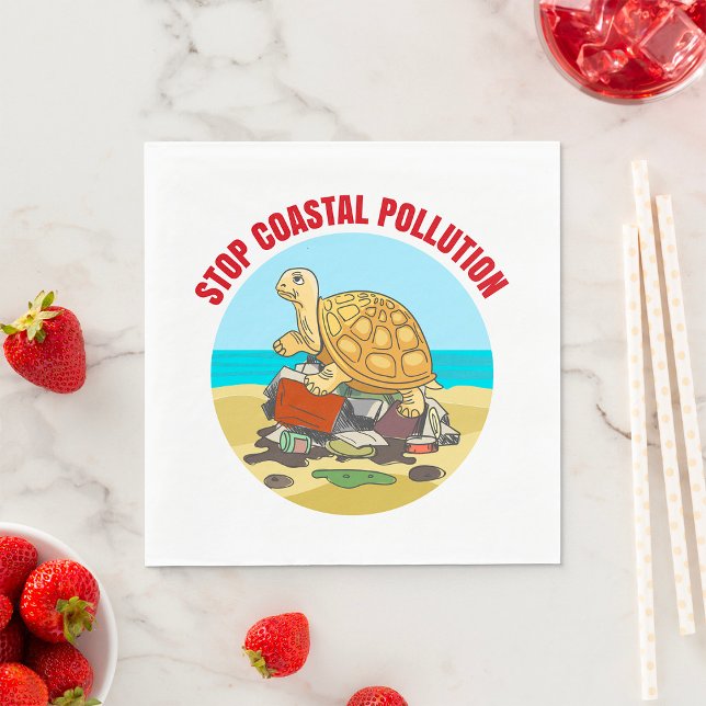 Stop Coastal Pollution Sea Turtle Environmental  Napkins (Creator Uploaded)