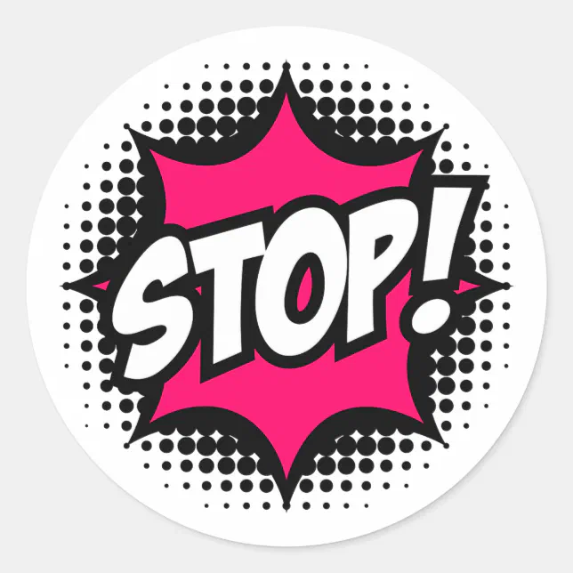 Tap Comic Sticker STOP! Comic Book Style Classic Round Sticker | Zazzle