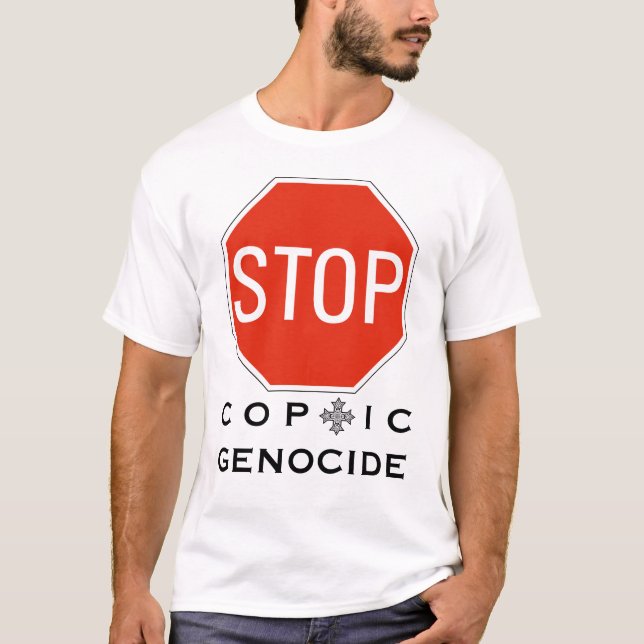 STOP COPTIC GENOCIDE T-Shirt (Front)