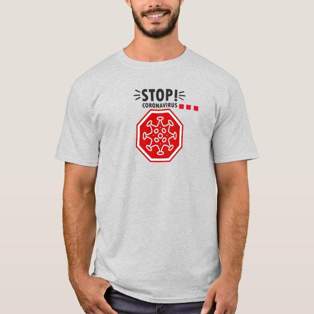 Stop Corona! Elbow Bump Handshake, Social Distance T-Shirt (Front)