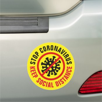 Stop Corona Virus Covid 19 Logo Social Distancing Car Magnet by iprint at Zazzle
