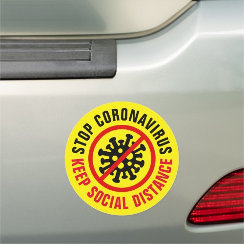 Stop Corona Virus Covid 19 logo Social Distancing Car Magnet