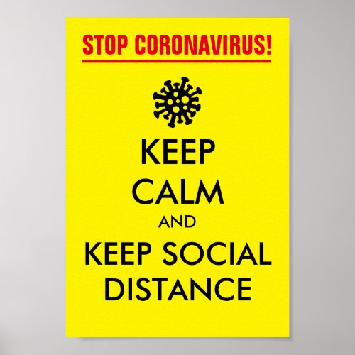 Stop CoronaVirus Keep calm  social distance icon Poster