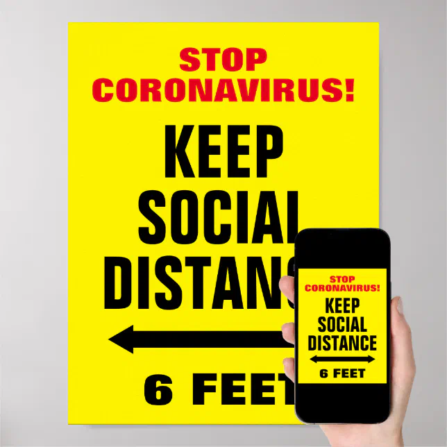 Stop CoronaVirus slogan Keep Social Distance sign | Zazzle
