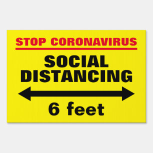 Stop CoronaVirus yard sign Social Distancing 6ft