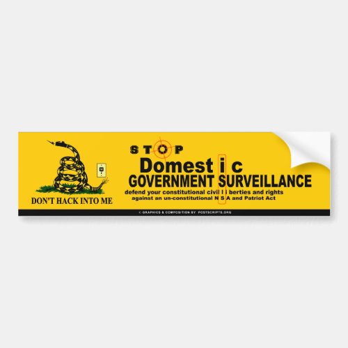 Stop Domestic Spying Bumper Sticker
