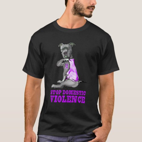 Stop Domestic Violence Awareness Tattoo Pitbull Do T-Shirt
