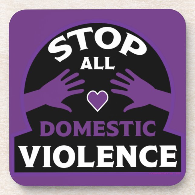 Stop Domestic Violence Beverage Coaster (Front)