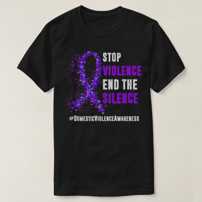 Stop Domestic Violence End The Silence Ribbon Supp T-Shirt (Design Front)