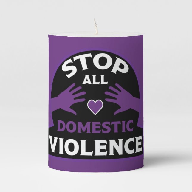 Stop Domestic Violence Pillar Candle (Front)