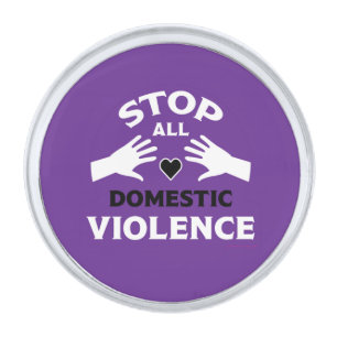 Stop Domestic Violence Silver Finish Lapel Pin