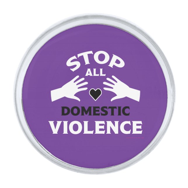 Stop Domestic Violence Silver Finish Lapel Pin (Front)