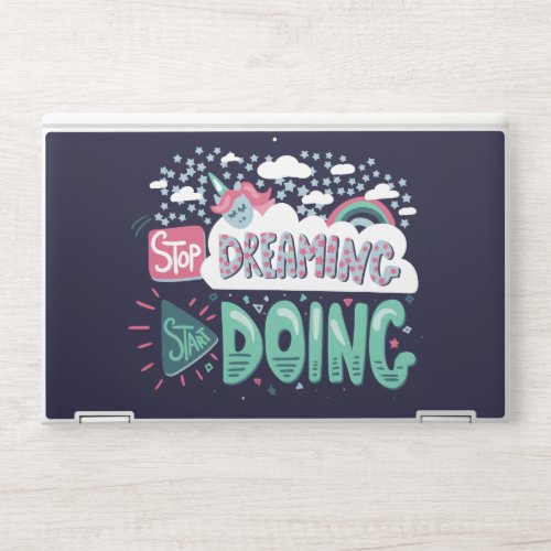 Stop Dreaming Start Doing Dark Blue HP Laptop Skin