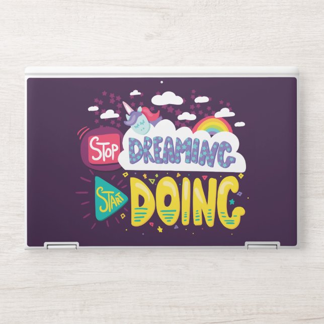 Stop Dreaming, Start Doing Dark Purple HP Laptop Skin (Front)