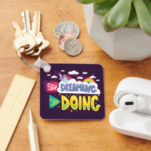 Stop Dreaming, Start Doing Dark Purple Metal Keychain