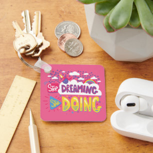 Stop Dreaming, Start Doing Dark Violet Metal Keychain