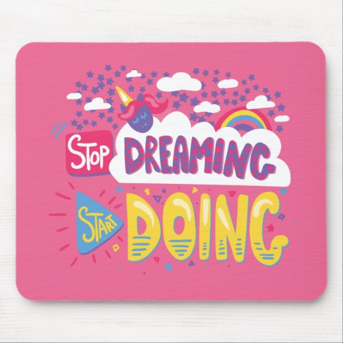 Stop Dreaming Start Doing Dark Violet Mouse Pad