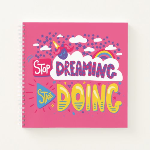 Stop Dreaming Start Doing Dark Violet Notebook