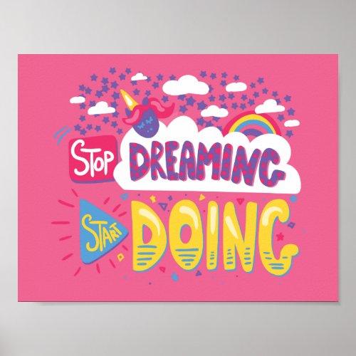 Stop Dreaming Start Doing Dark Violet Poster