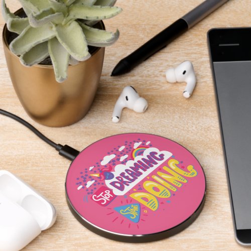 Stop Dreaming Start Doing Dark Violet Wireless Charger