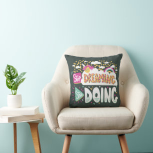 Stop Dreaming, Start Doing Forest Green Throw Pillow