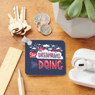 Stop Dreaming, Start Doing Navy Blue Metal Keychain