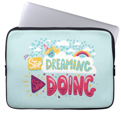 Stop Dreaming Start Doing Pale Turquoise Laptop Sleeve