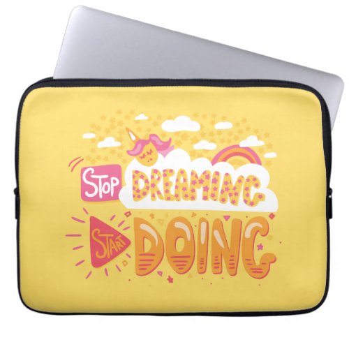 Stop Dreaming Start Doing Pale Yellow Laptop Sleeve