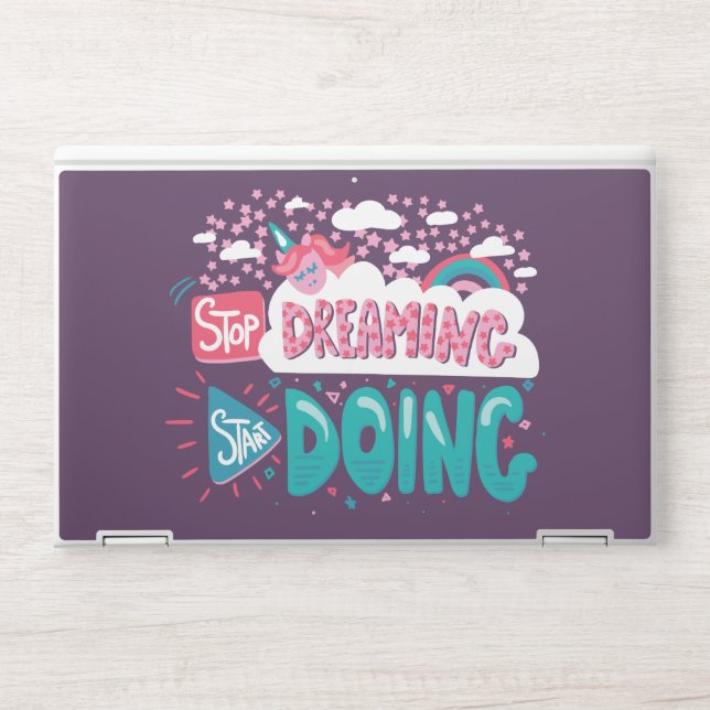 Stop Dreaming, Start Doing Purple HP Laptop Skin (Front)
