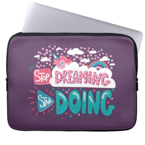 Stop Dreaming Start Doing Purple Laptop Sleeve