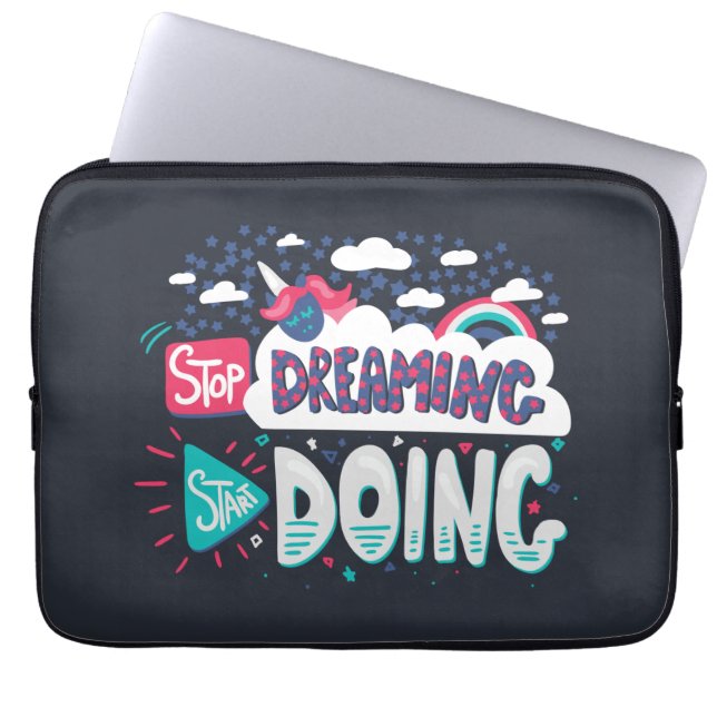 Stop Dreaming, Start Doing Shadow Black Laptop Sleeve (Front)