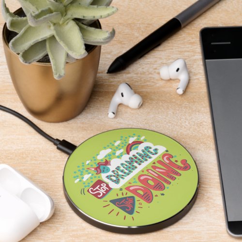 Stop Dreaming Start Doing Soft Lime Wireless Charger