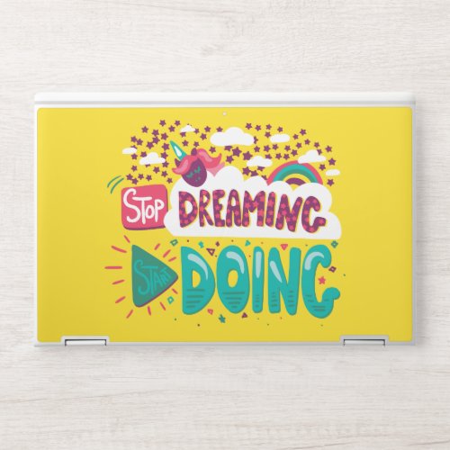 Stop Dreaming Start Doing Yellow HP Laptop Skin