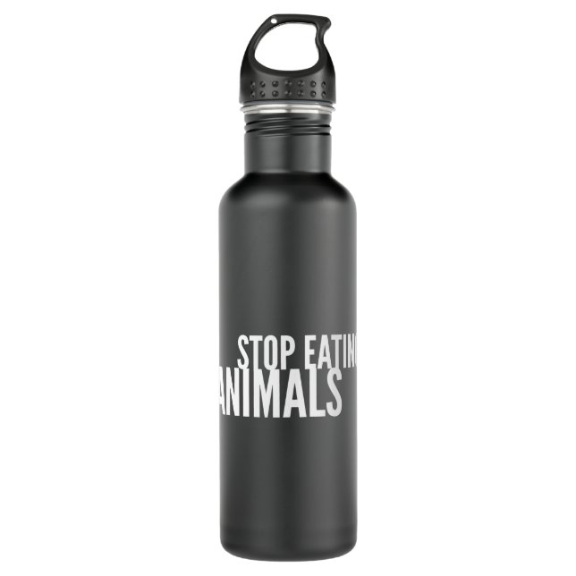 Stop Eating Animals Vegan Veganism Stainless Steel Water Bottle (Front)