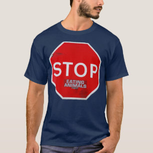 Stop Eating Animals vegetarian vegan road sign sub T-Shirt