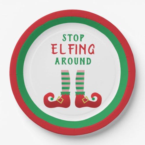Stop Elfing Around Funny Christmas Saying Paper Plates