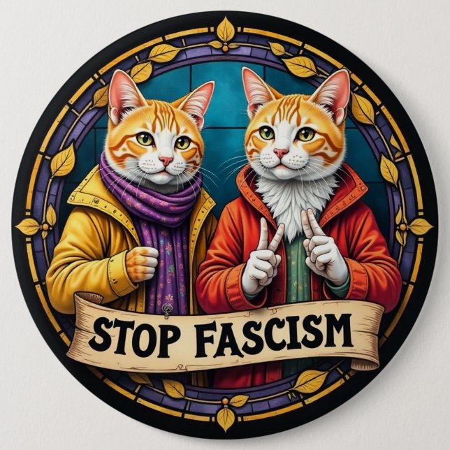 Stop Fascism In America Political Button (Front)