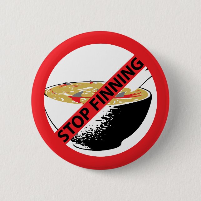 STOP FINNING SHARKS PINBACK BUTTON (Front)
