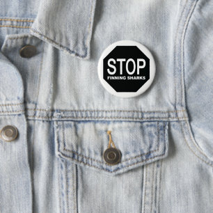 Stop Finning Sharks Sign Button