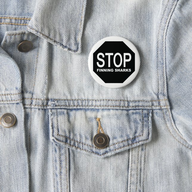 Stop Finning Sharks Sign Button (In Situ)