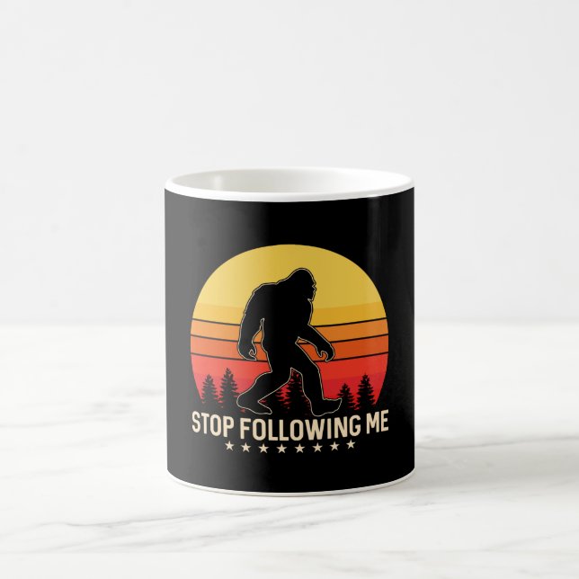 Stop Following Me | Bigfoot Retro Design Coffee Mug (Center)