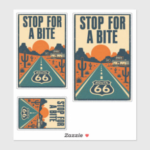 Stop For A Bite Route 66 Vintage Desert Diner Sticker
