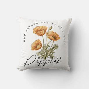 Stop For Roadside Poppies Throw Pillow