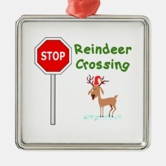 STOP for Santa's Reindeer! Metal Ornament